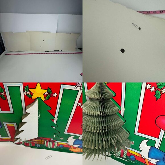 Vtg Disney Mickey Minnie Daisy Donald Duck Happy Holidays Paper Accordion Tree - Picture 6 of 12